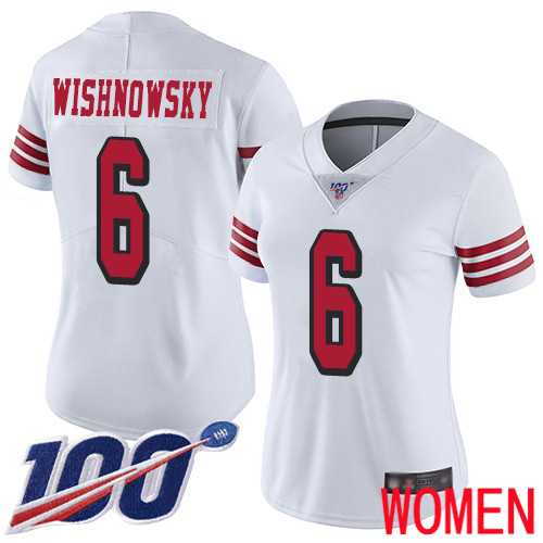 San Francisco 49ers Limited White Women Mitch Wishnowsky NFL Jersey #6 100th Season Vapor Untouchable->san francisco 49ers->NFL Jersey